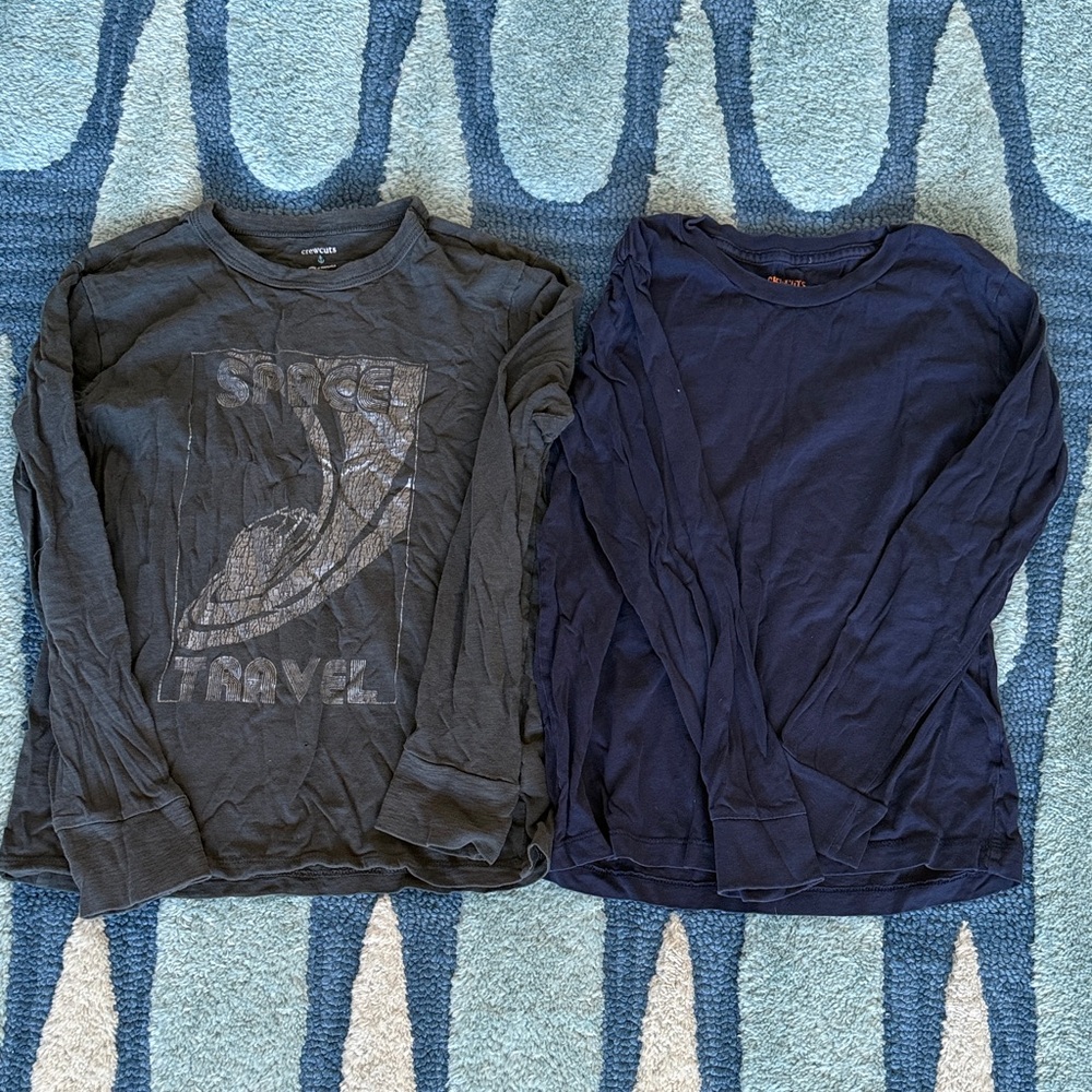 Crewcuts Space Travel Long Sleeve Shirt - Gray & cotton long sleeve Navy shirt